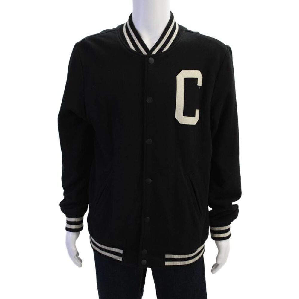 Crooks & Castles Men's Long Sleeves Button Up Bomber Jacket Black Size L